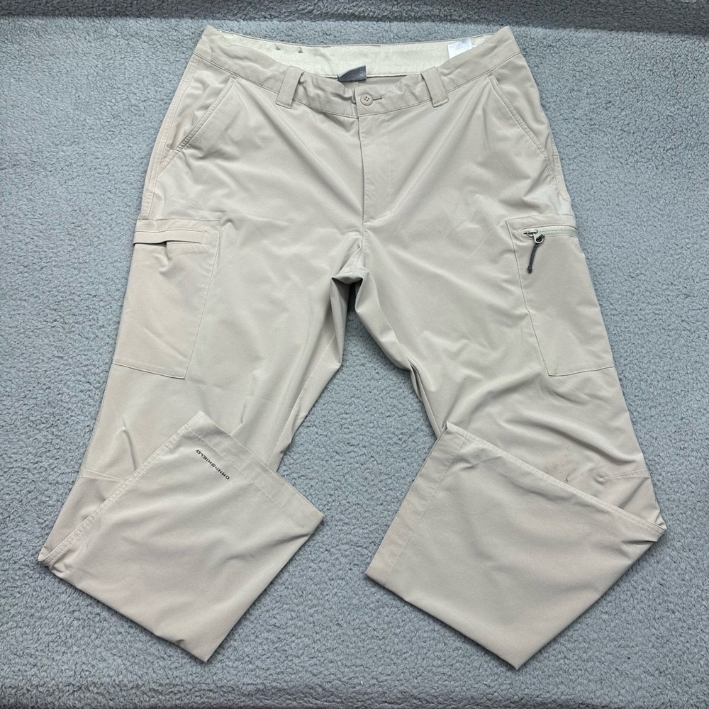 Columbia PFG XM3629 Mens Size 36W 30L Beige Cropped Cargo Fishing Outdoors Pants